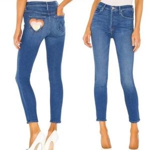 Mother Denim Super Ankle Stunner with Heart on pocket